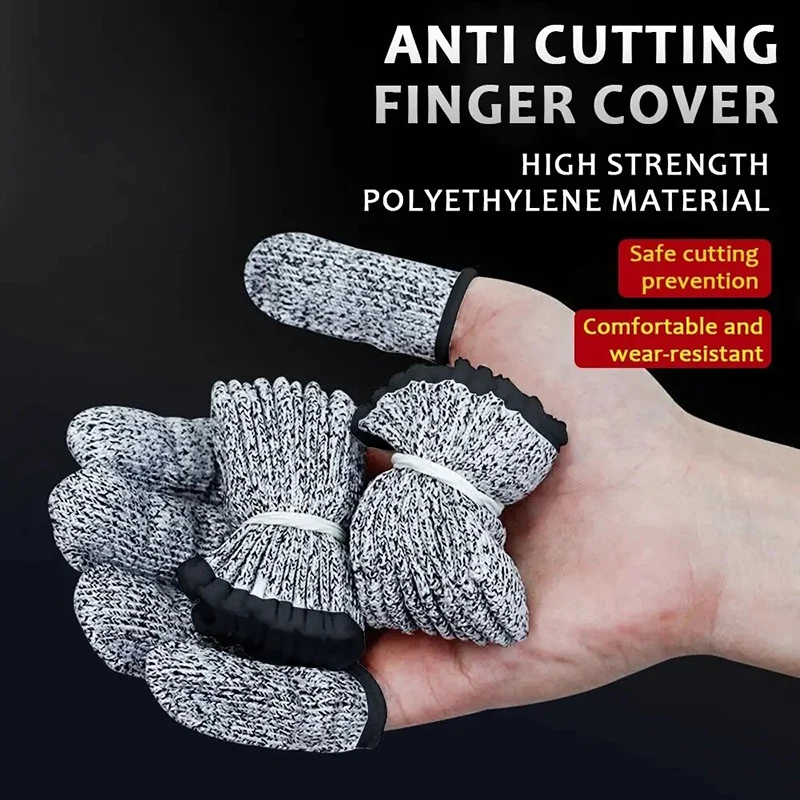 10pcs Level 5 Anti-Cut Finger Cover High-Strength Safety Flexible Anti Cut Fingertip Gloves Kitchen Tool Reusable and Durable