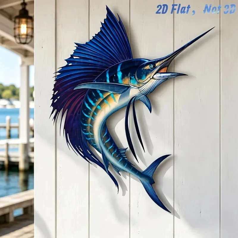 CIFBUY Sea Fish Coastal Ocean Metal Wall Art Iron Hanging Sculpture Indoor Outdoor Home Decor Unique Gift