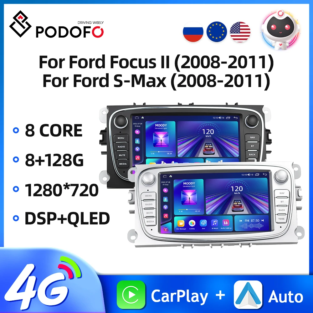 

Podofo Android 7'' Car Radio For Ford Focus II S-Max Mondeo 9 Galaxy II C-Max Kuga Multimedia Player Carplay GPS Navigation WIFI