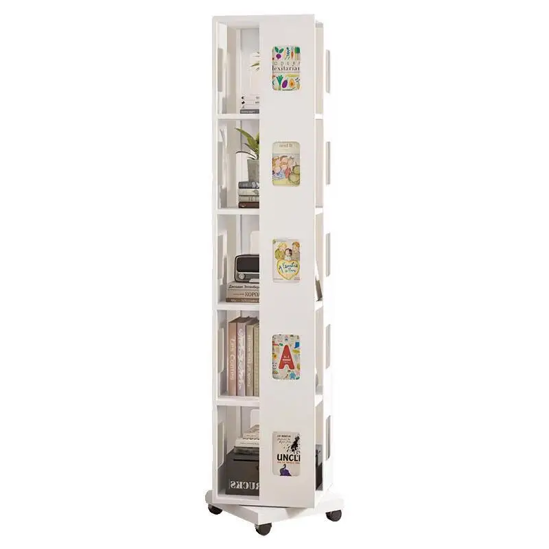 Steel bookshelf living room storage simple shelf bookshelf floor children's bookcase rotating wrought iron