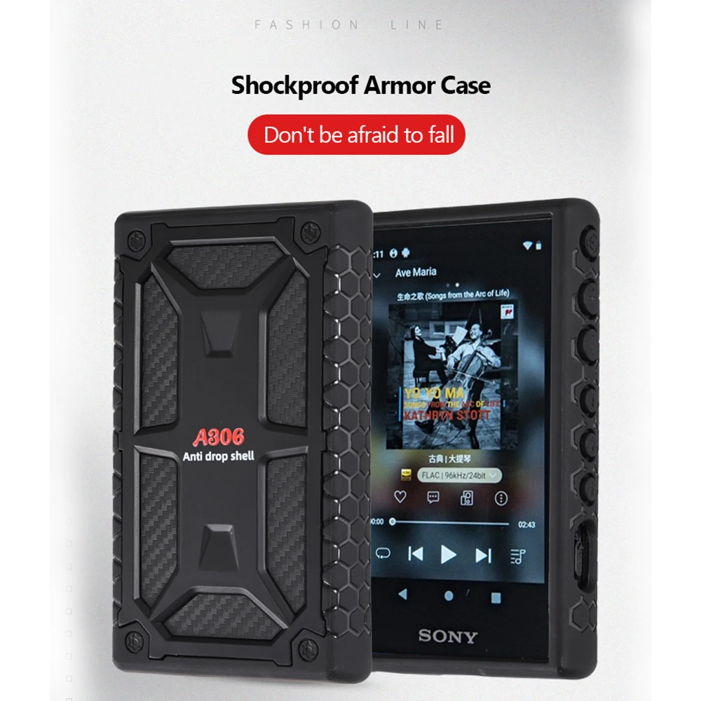 Anti drop Rugged Shockproof Armor Full Protective Shell Skin Case Cover for Sony Walkman NW-A306 NW-A307 NW-A300 Series