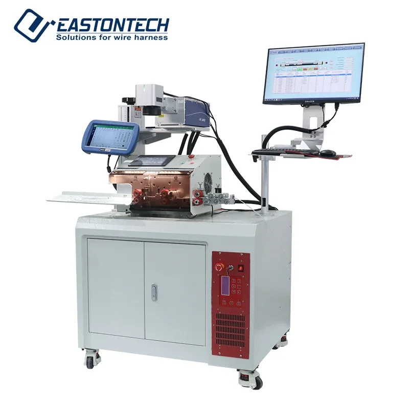 EW-3010+L Wire Cutting And Stripping With Laser Marking Machine Can Add Industrial Computer