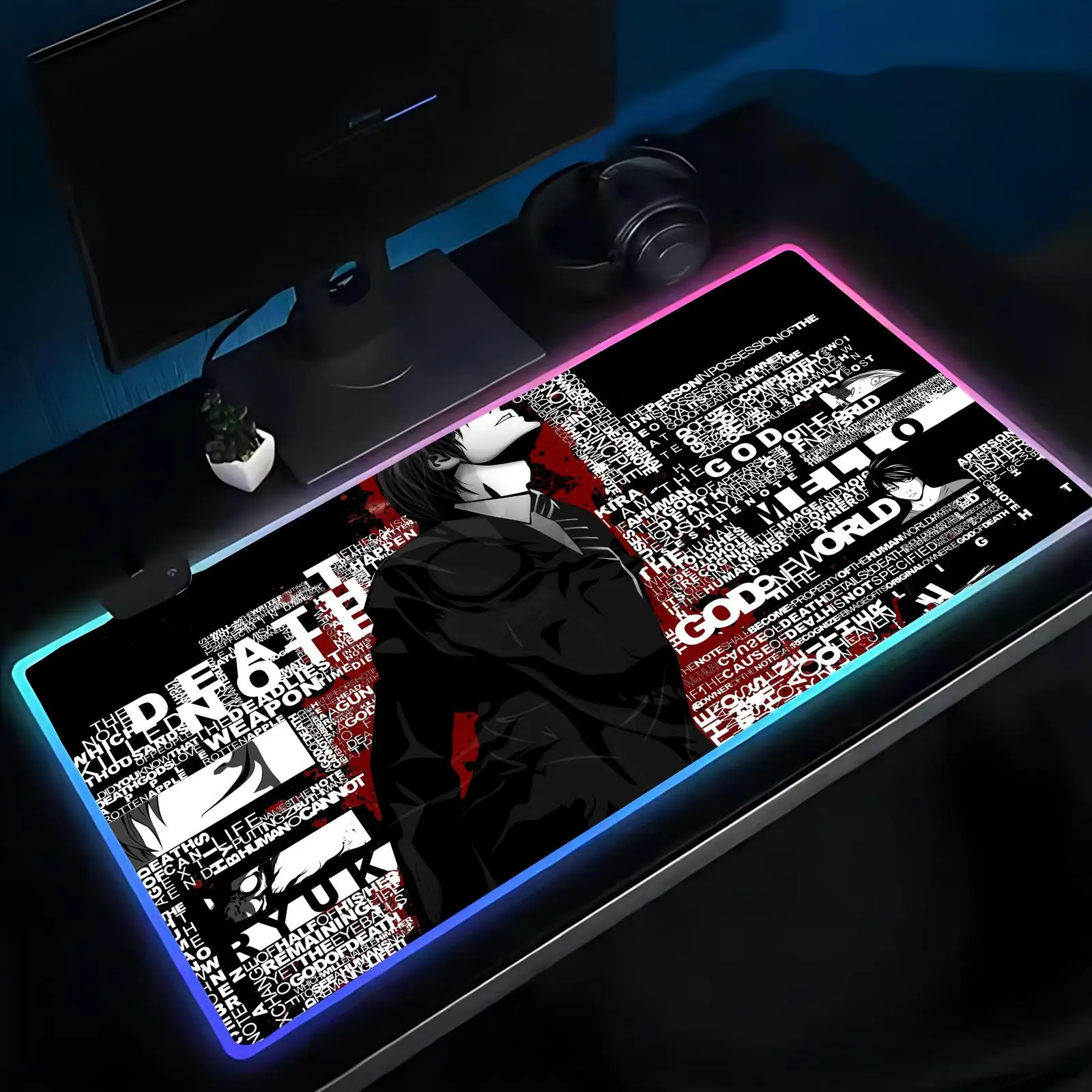 Death Note Comic strip Mouse Pad RGB Large Gaming Mouse Pad LED Backlit Desk Mat,Game And Office