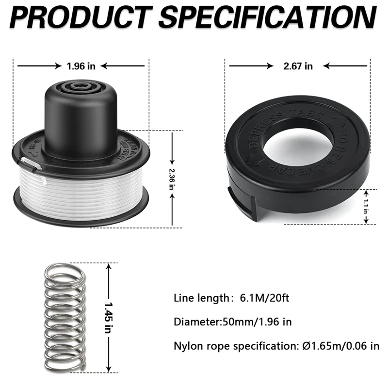 DT15 3Pcs String Trimmer Replacement Spool Line for Black+Decker GL250 GL310 Lawn Mower Strimmer