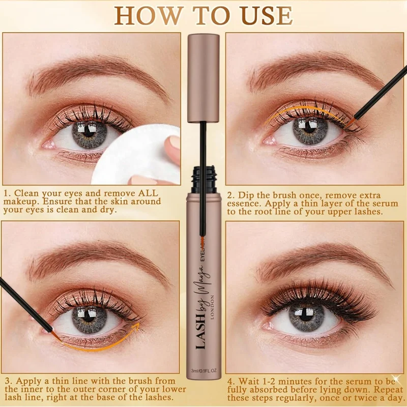 Suero potenciador de pestañas y cejas nutritivo, ingredientes naturales para maquillaje de pestañas más largas y gruesas, 1 Uds.
