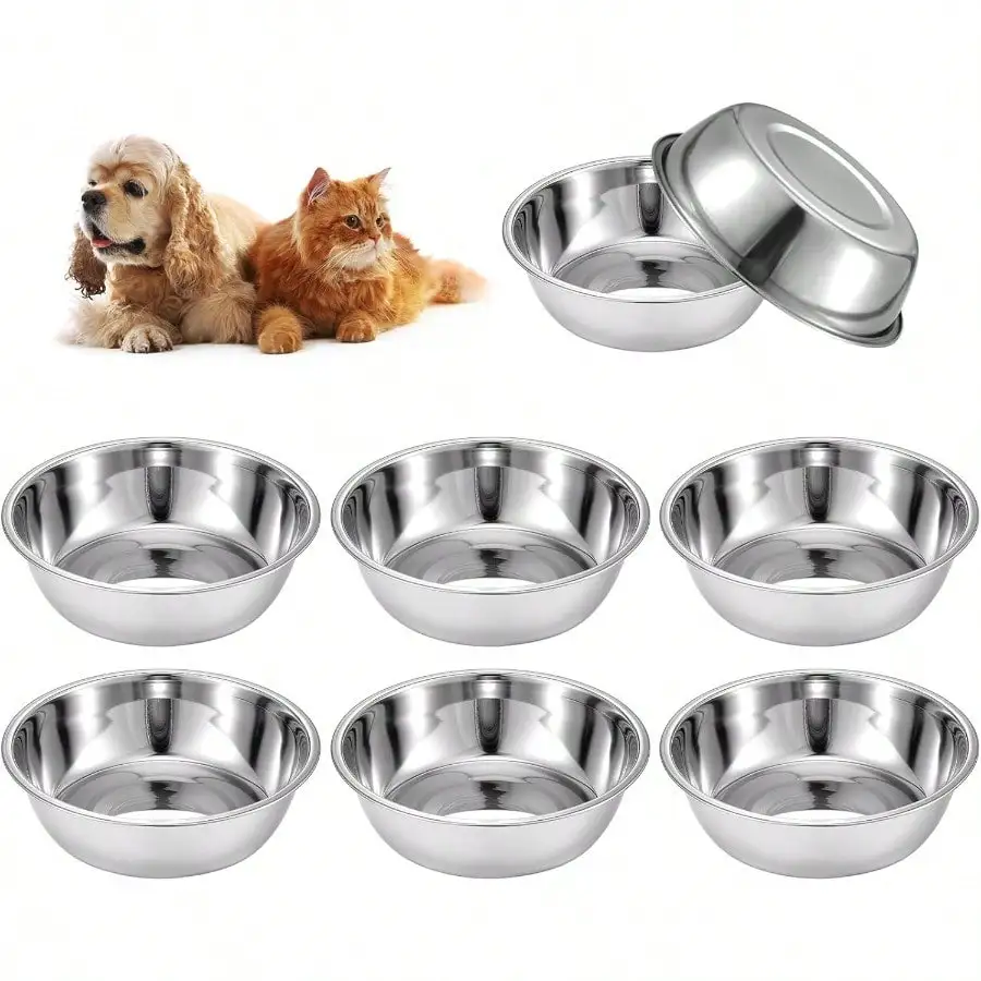 

6 Pcs Stainless Steel Dog Bowls, 6.9 Inch Pets Bowl Metal, Replacement Basic Dogs Bowls Water Bowl Set, Travel Kennel Food Dish Bowl For Small Medium Large Dog, Dishwasher