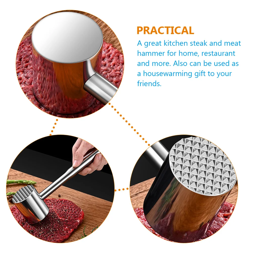 

High-Grade Stainless Steel Meat Tenderizer Mallet Professional Kitchen Accessory for Effective Meat Tenderizing Without