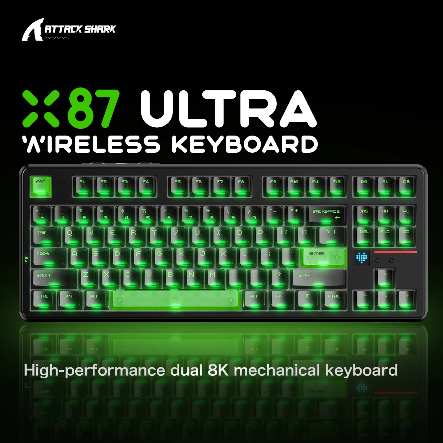 ATTACK SHARK X87 ULTRA Tri-Mode Mechanical Keyboard 8K Polling Rate RGB Gaming Keyboard with 7x7 Matrix Screen