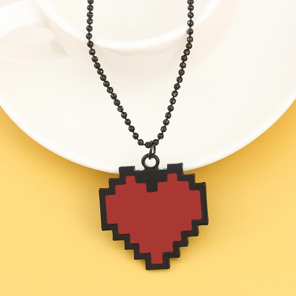 Stereoskopische Pixel-Herz-Halskette Kreativer Charm-Anhänger für Valentinstag Schmuckanhänger Persönliches Geschenk – Detail 2