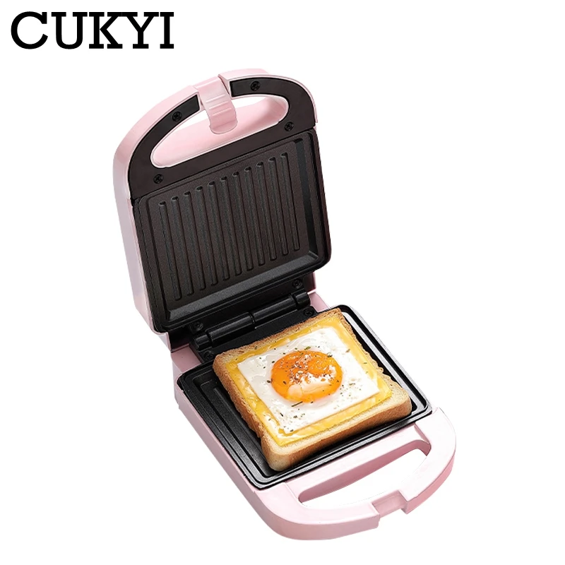 CUKYI 650 واط المنزلية على الوجهين التدفئة صانع الساندوتشات الكهربائية الإفطار آلة الهراء صانع فرن كعكة البيض محمصة صغيرة 220 فولت