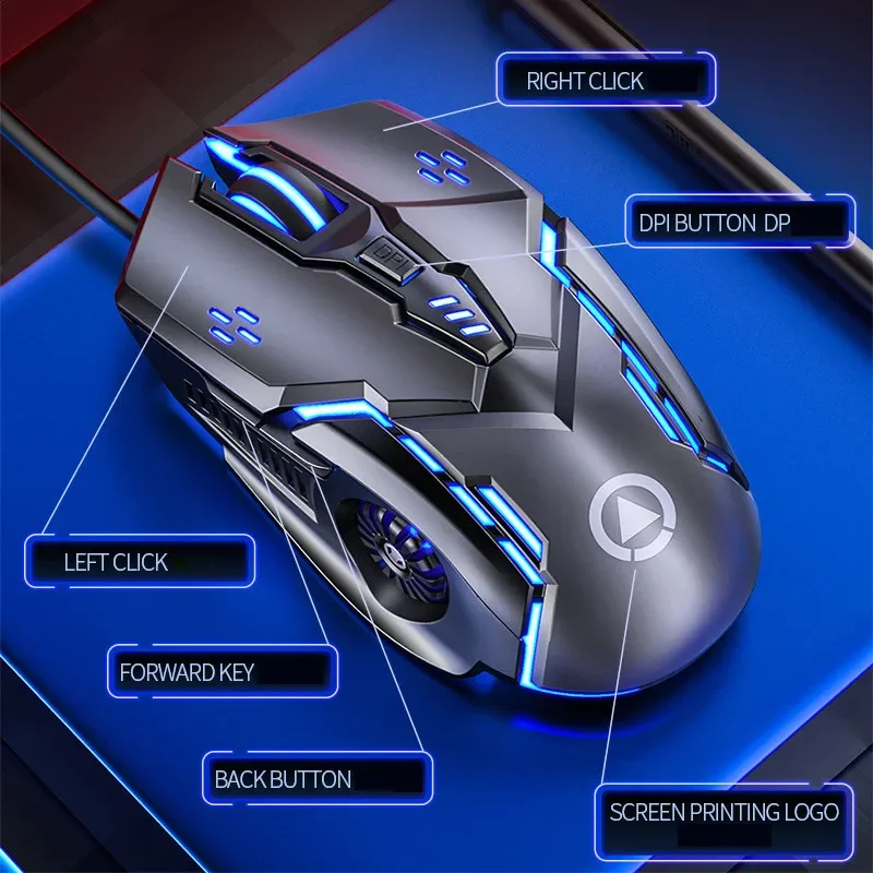 

6D LED Light Gaming Mouse 7 Color Backlight Computer Mice Silent Game Mouse 6 Key Game competition Wired Mouse For PC Laptops