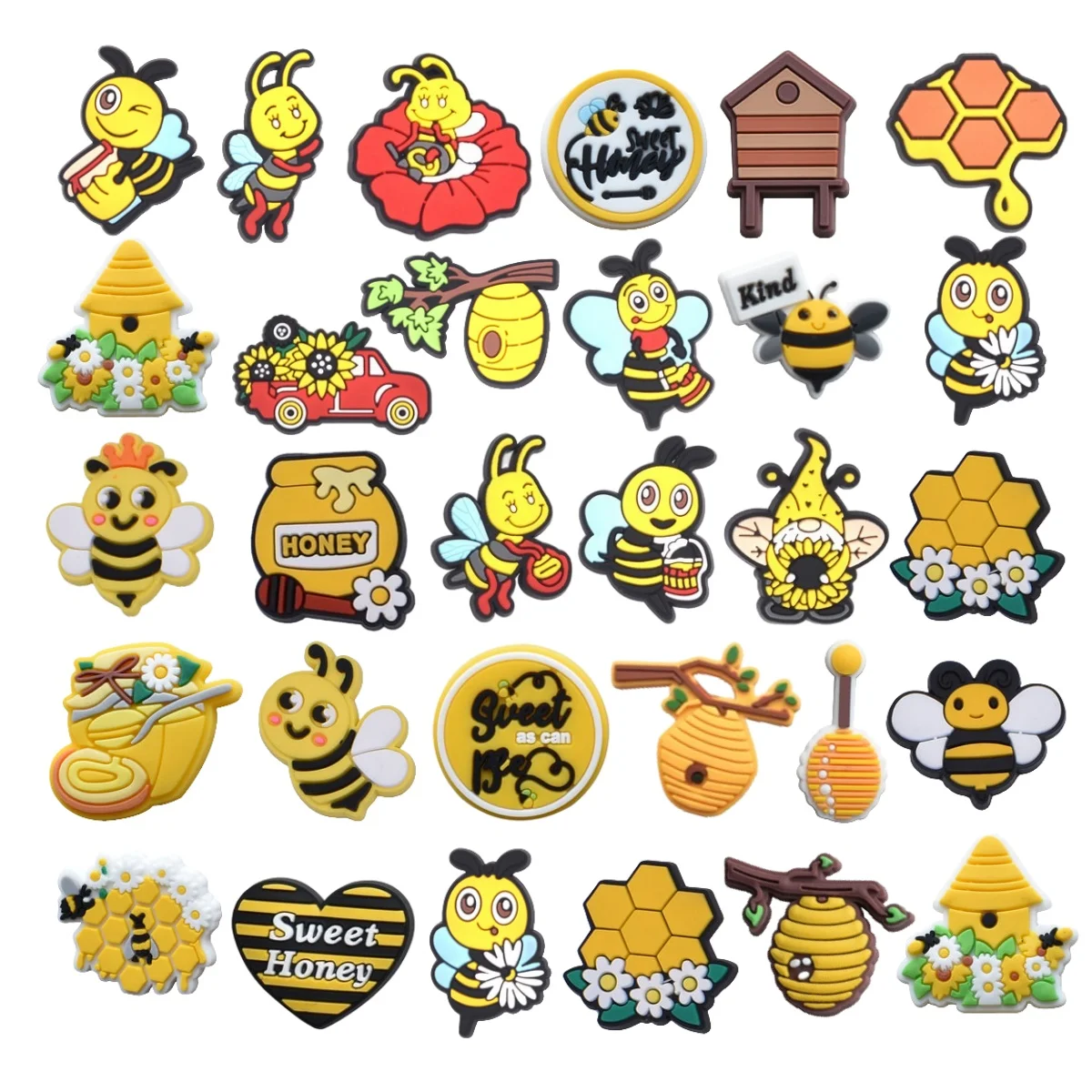 

30pcs Cartoon Shoe Charms Cute Bear Bee Shoe Charms PVC Shoe Pins Shoe Decorations Clog Pins Shoes Charms for Girls Boys
