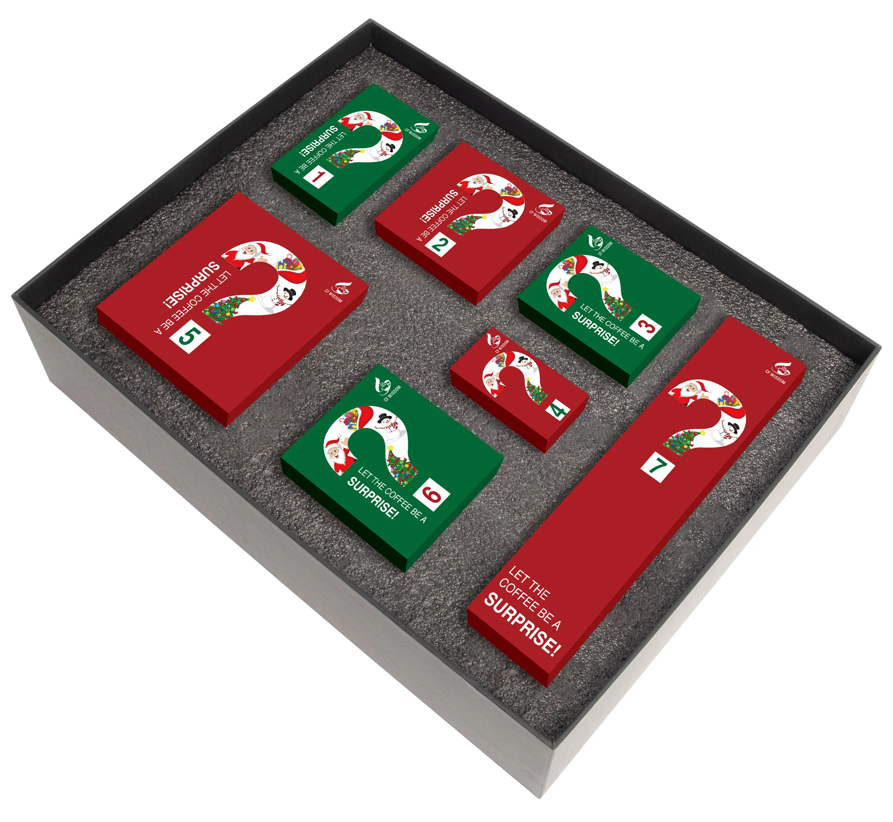 

Custom Christmas Advent Calendar Boxes Packaging Blind Mystery Box For Coffee Gifts Set