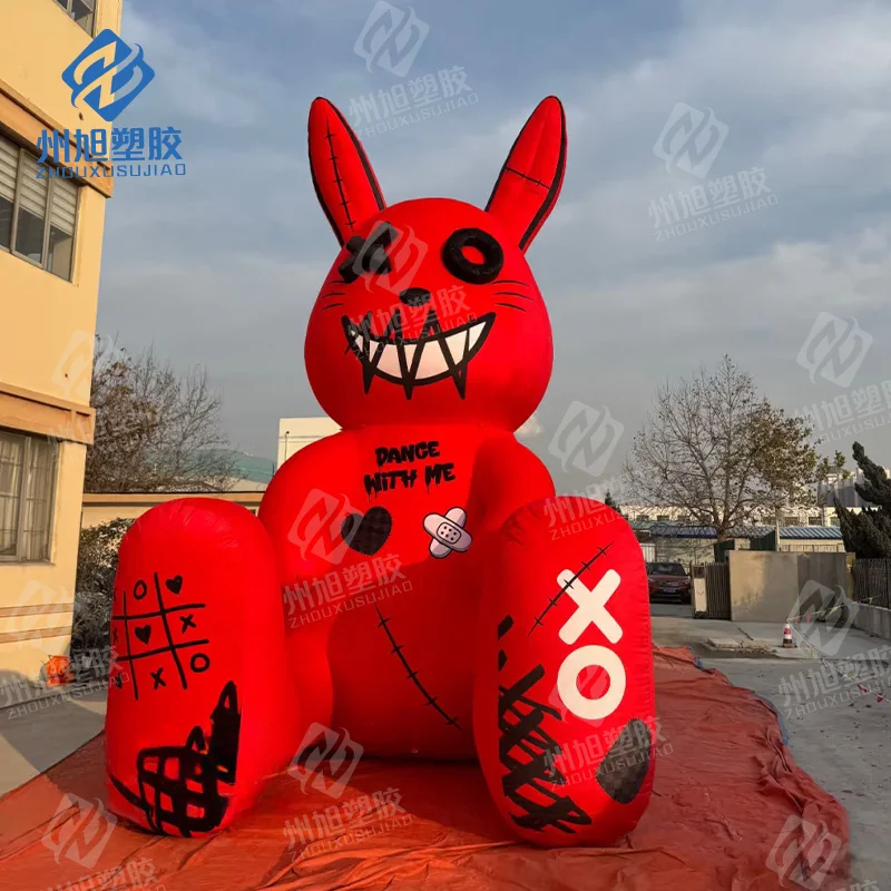 

Festival 4m red inflatable rabbit customize brand logo oxford material balloon animal rabbit