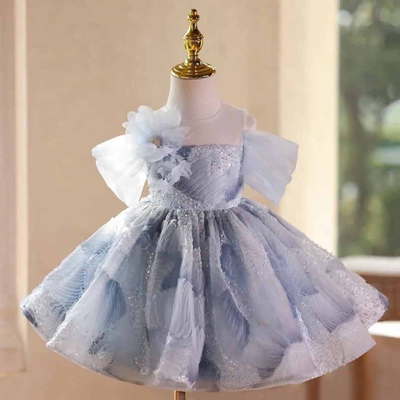 High-End Children's Princess Costume Host's Piano Performance Birthday Girls Party Dresses A4680 Vestidos Bridesmaid Dresses