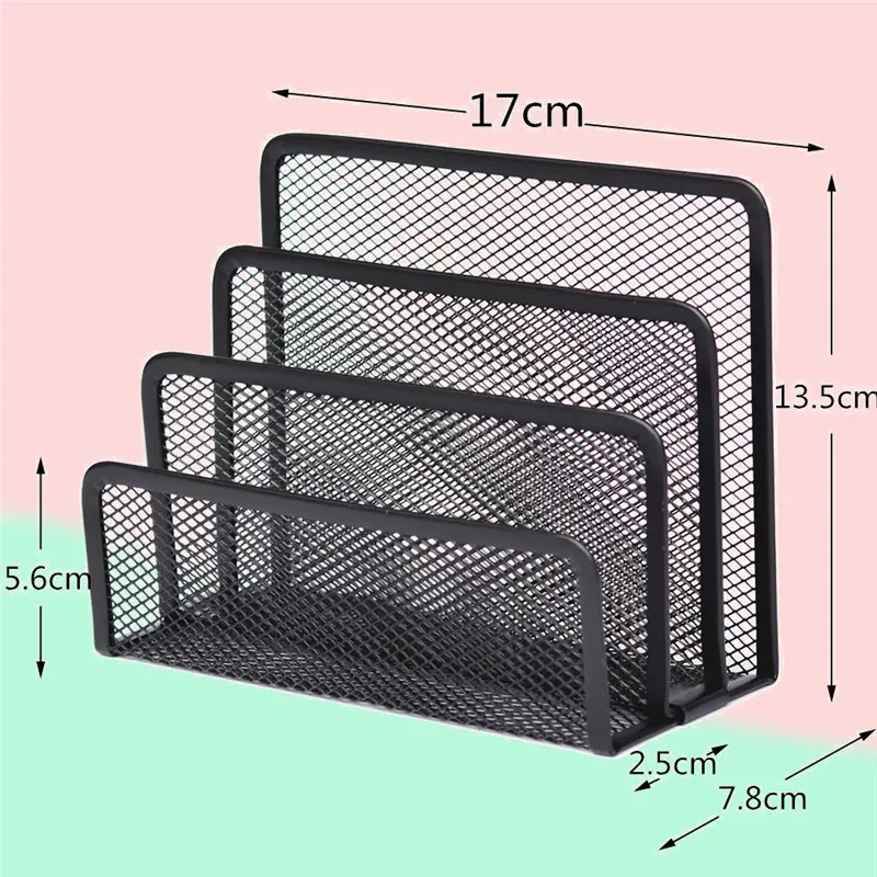Business Book Holder Black Metal Mesh Desk Organizer Desktop Letter Sorter Mail Tray File Organiser Office Home Bookends