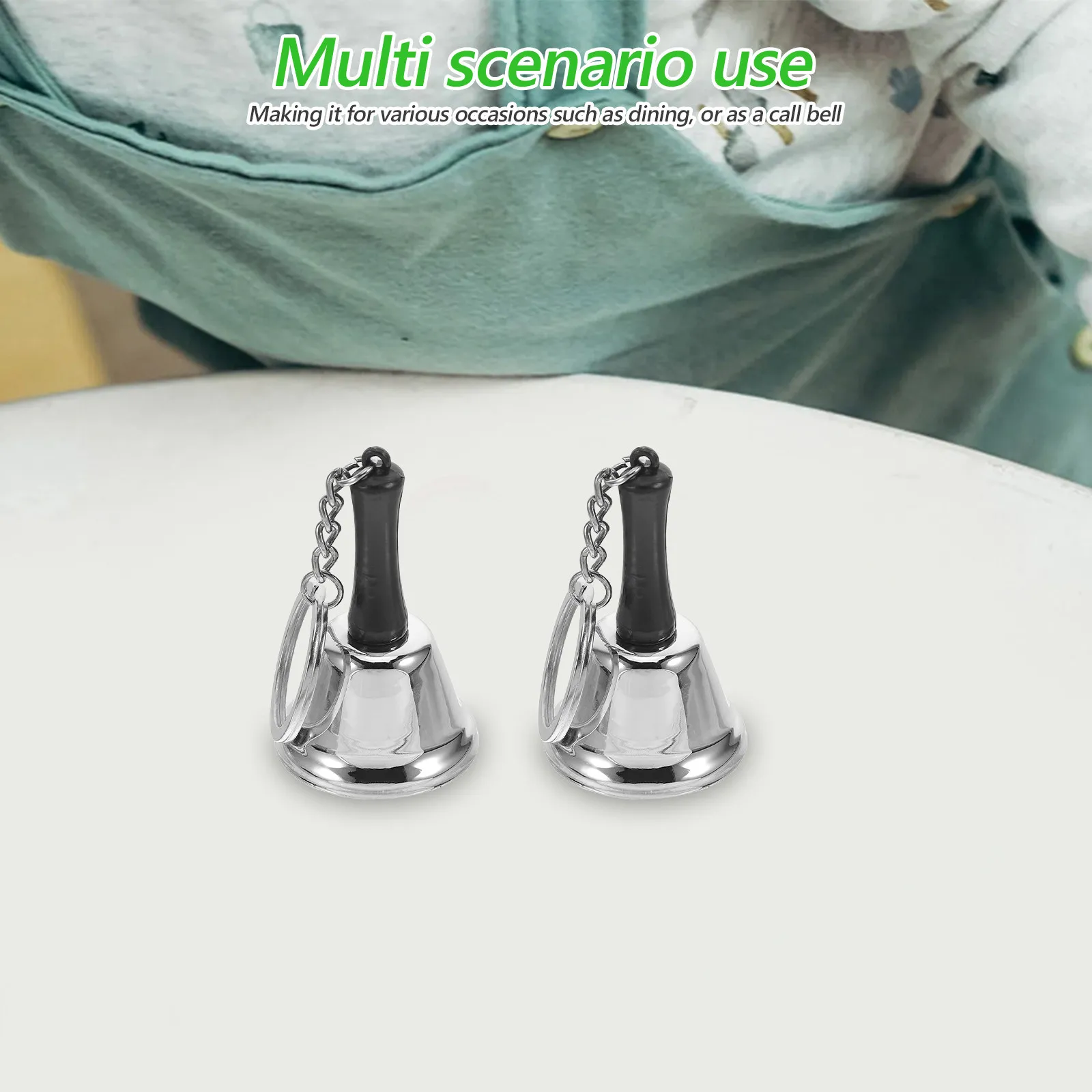 2Pcs Christmas Metal Hand Bells Early Education Keychain for Development Restaurant Service Call Bell Small Bells