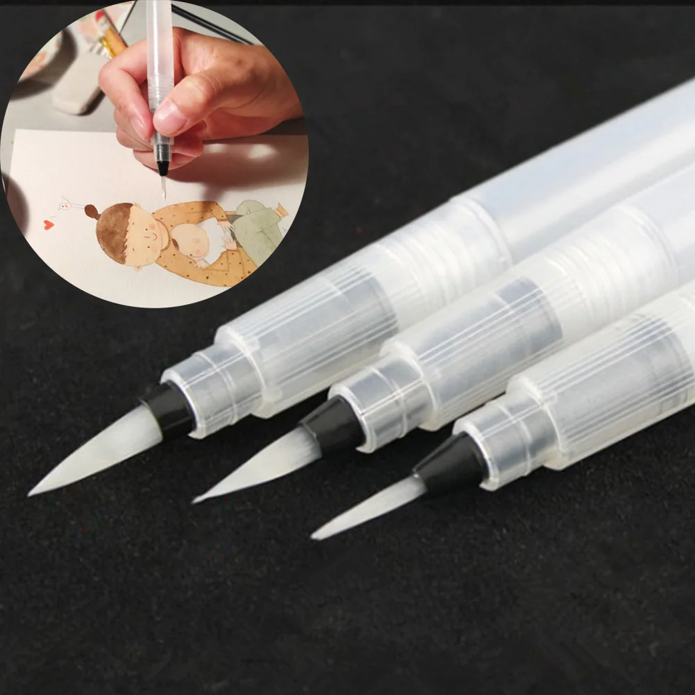 3pcs Art Painting Stationary Plastic Portable Kids Gift Watercolor School Students Doodling Durable Fountain Pen Set