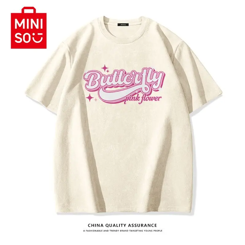 Miniso Barbie Men's and Women's Short-Sleeved T-Shirt Summer Pure Cotton Round Neck Casual Loose Fashion Decorative Half-Sleeve