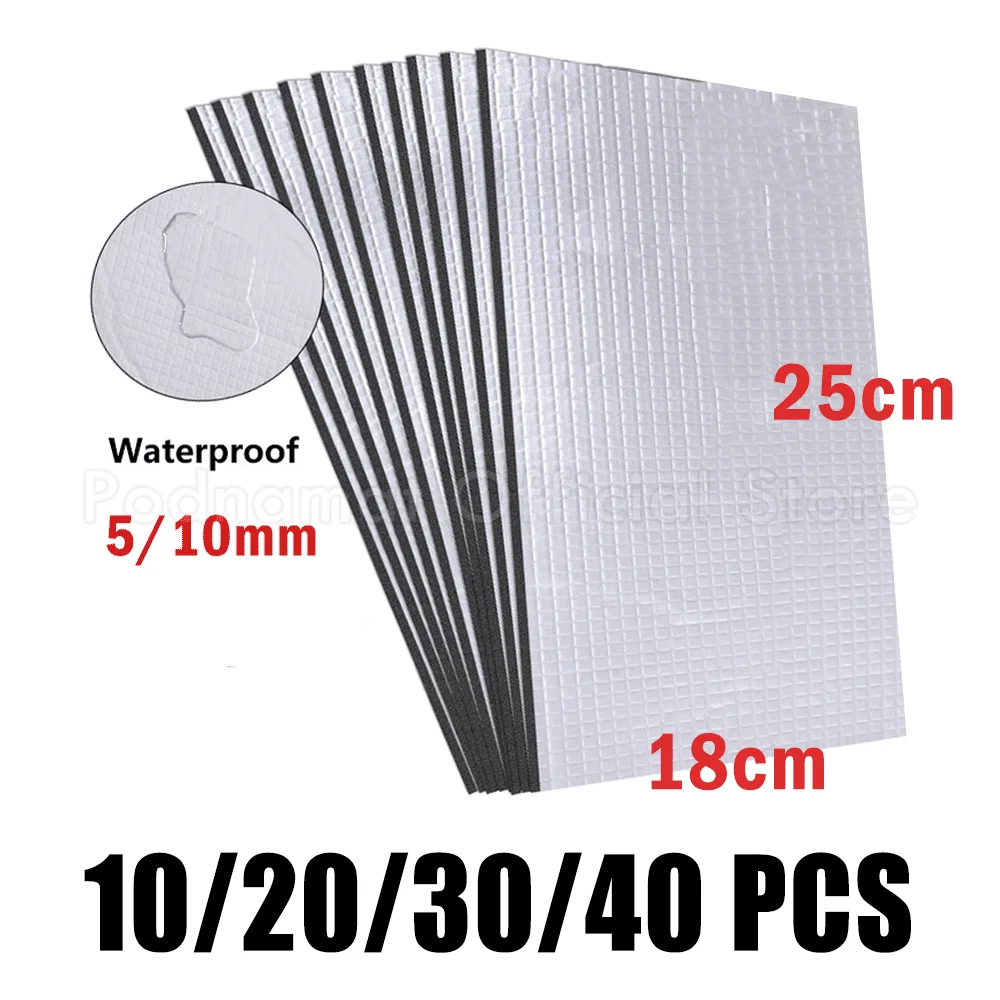 10/20/30/40 Sheets Car Sound Deadener Heat Insulation Mat Aluminum Foil Sound Proofing Noise Insulation Deadening for Car Engine