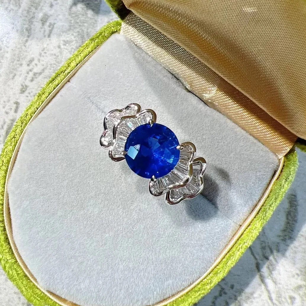 Anillos clásicos de plata 925 de alta gama con lazo de zafiro para mujer, anillo azul redondo lujoso y elegante, joyería de boda ajustable