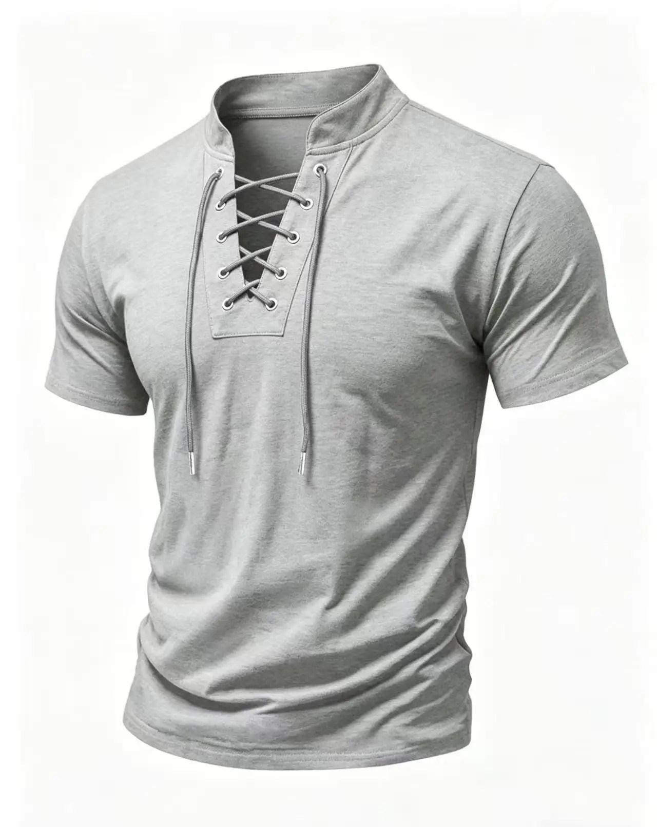 camiseta-henley-masculina-com-cadarco-cruzado-gola-alta-manga-curta-estilo-gotico-streetwear-ajuste-justo-casual-verao