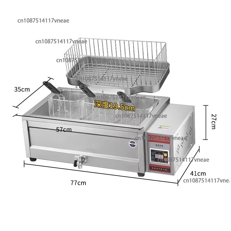 3000W Electric Deep Fryers Oil Adjustable Fried Chicken Grill French Fries Heating Cooker Stainless Steel Fat Fryer