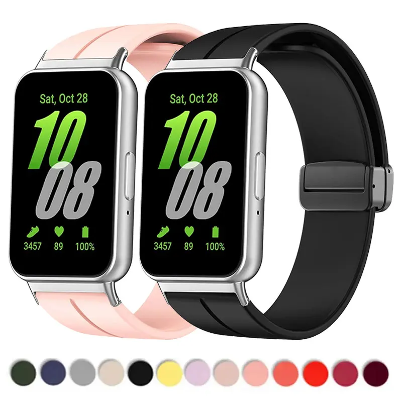 Magnetic Strap for Samsung Galaxy Fit 3 Band Metal Connector Smartwatch Bracelet Correa Galaxy Fit3 Silicone Strap Accessories