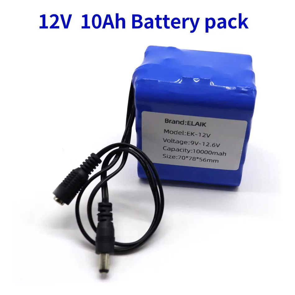 Nuova protezione al 100% Batteria ricaricabile al litio 12 V 10 Ah 18650 di grande capacity 12 V Capacità 10000 mAh