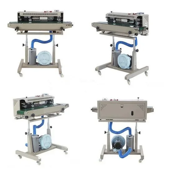 DBF-1000 Air Inflation Continuous Band Sealer Machine Plastic Bag Sealing Machine Clutch Neumatic To Plastic Machine 25pcs/min