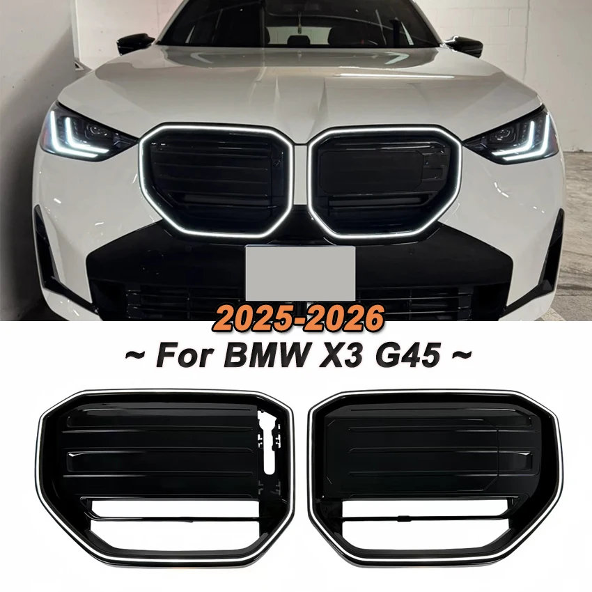 

High Quality ABS Car Front Bumper Grill Grid With Lights Lamp LED Grille For BMW X3 G45 2025-2026 Glossy Black Racing Grills