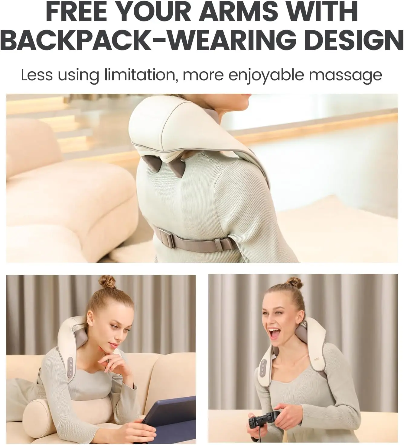 Breo N5 Mini Neck Massager, Shiatsu Wearable Wiresless Shoulder Massager at Home Office for Muscle