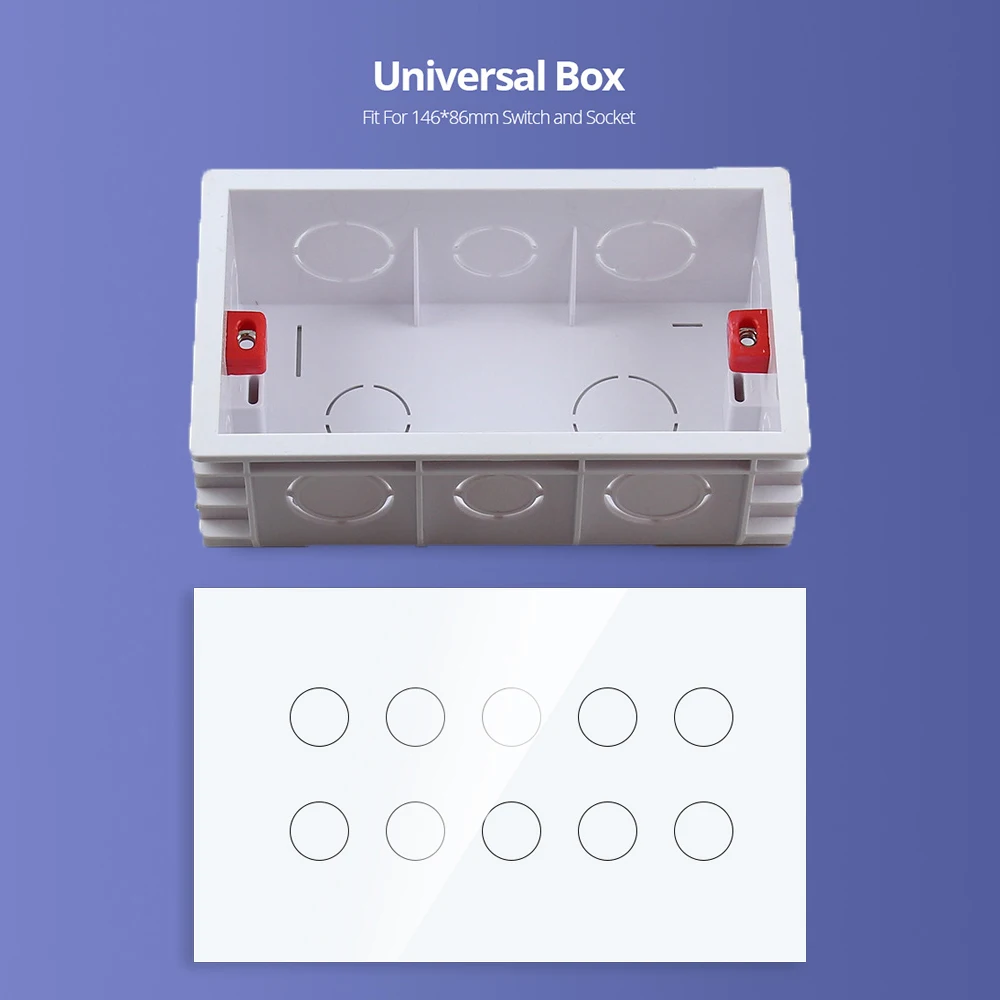 10Gang Smart Switch Universal Cassette Junction Box Home Wall Bottom Box Thickened Fire Retardant Can Be Connected into the Wall