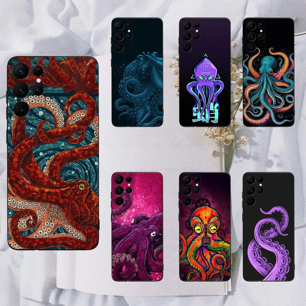 

Marine Life Ocean Octopus Phone Case For Samsung Galaxy A20,A21s,A22,A31,A32,A52,A53,A72,73,A80,A91 Soft Black Cover