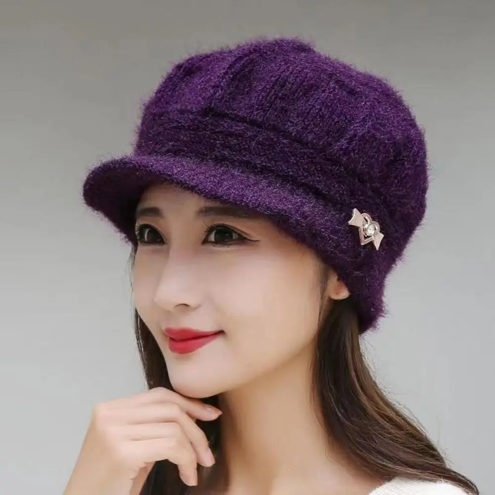 Knitted Knitted Hat Fashion Ear Guard Windproof Peaked Cap Keep Warm Double Layers Protection Caps Woman