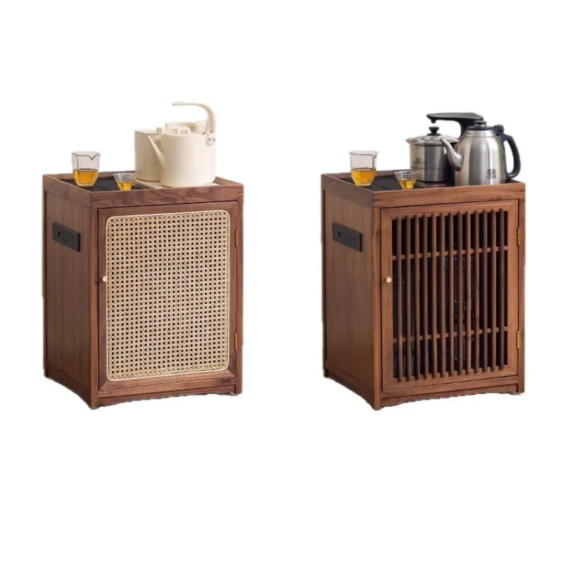 Black walnut cabinet mobile table kettle integrated wabi-sabi table bar machine side cabinet coffee table