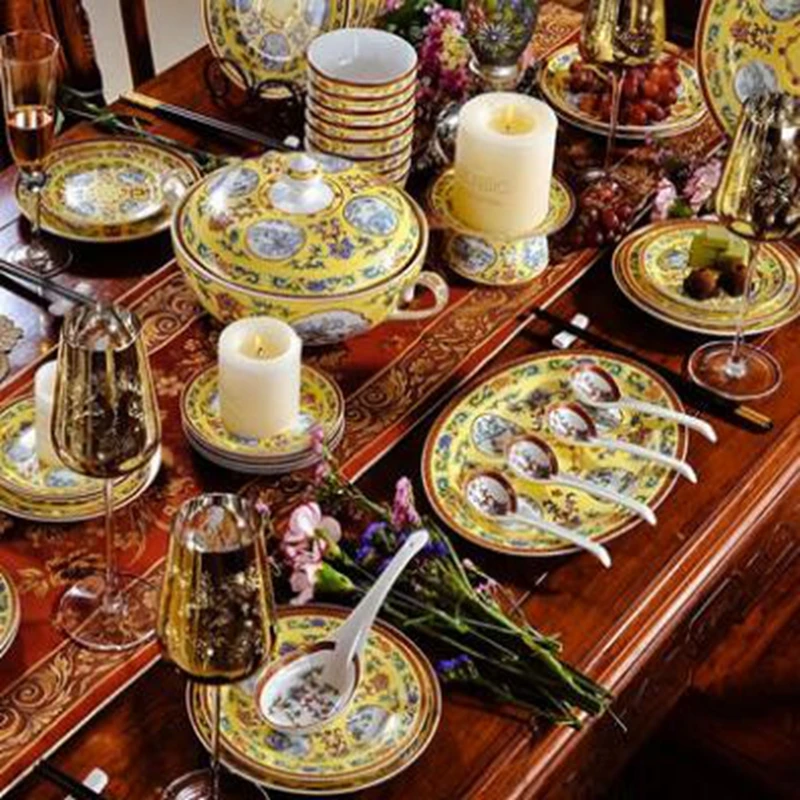 Dinnerware Sets Bone china tableware tableware enamel kiln dishes set