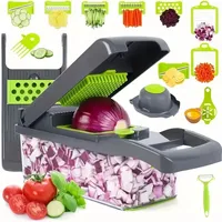 Multifunctional Vegetable Chopper with Handle, Food Grate, Vegetable Slicer, Dicer, Cut Kitchen Items, 14 in 1, 16 in 1