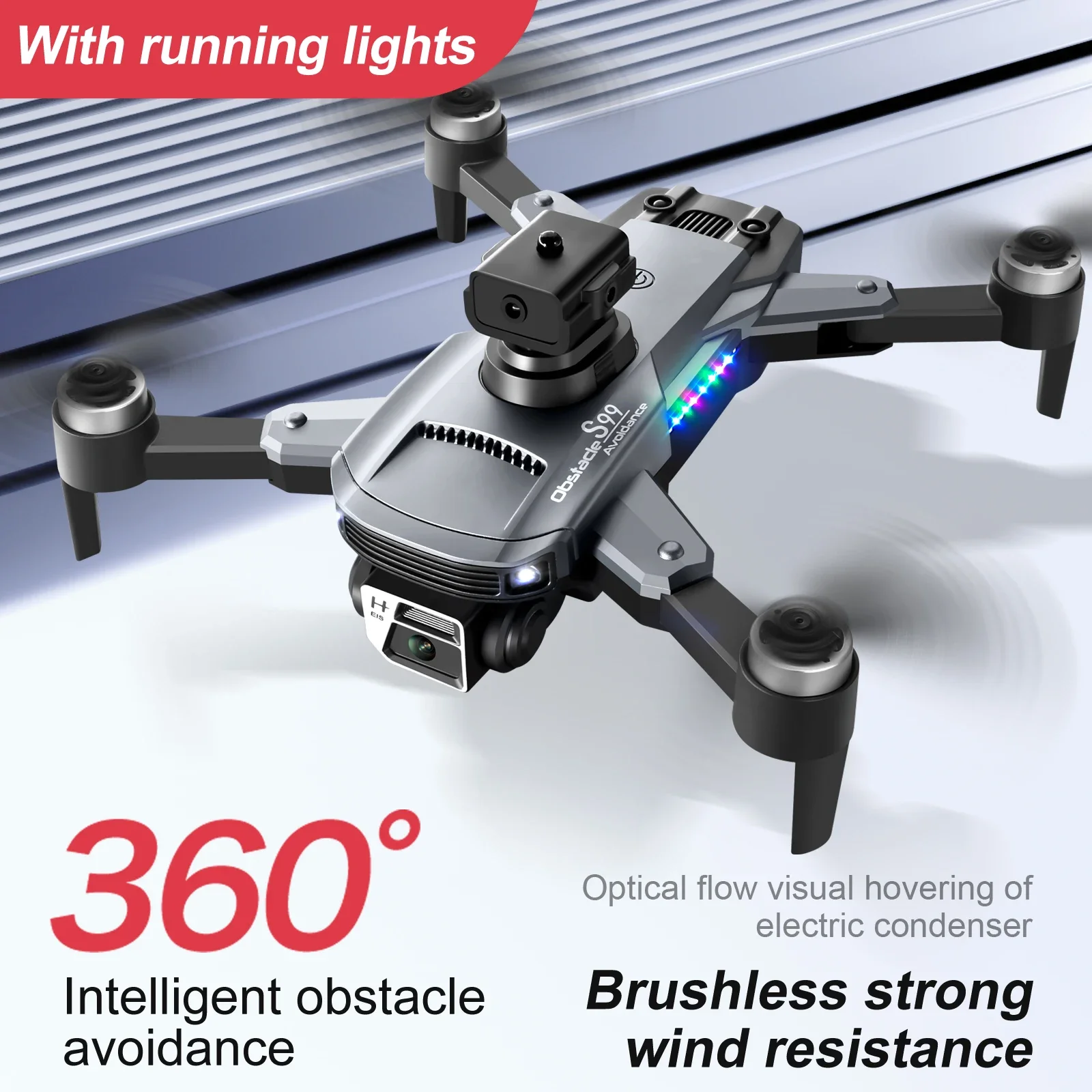 S99 Drone 4K Profession Obstacle Avoidance Dual Camera RC Quadcopter Drone FPV 2.4G WIFI Light Remote Control Helicopter Toys