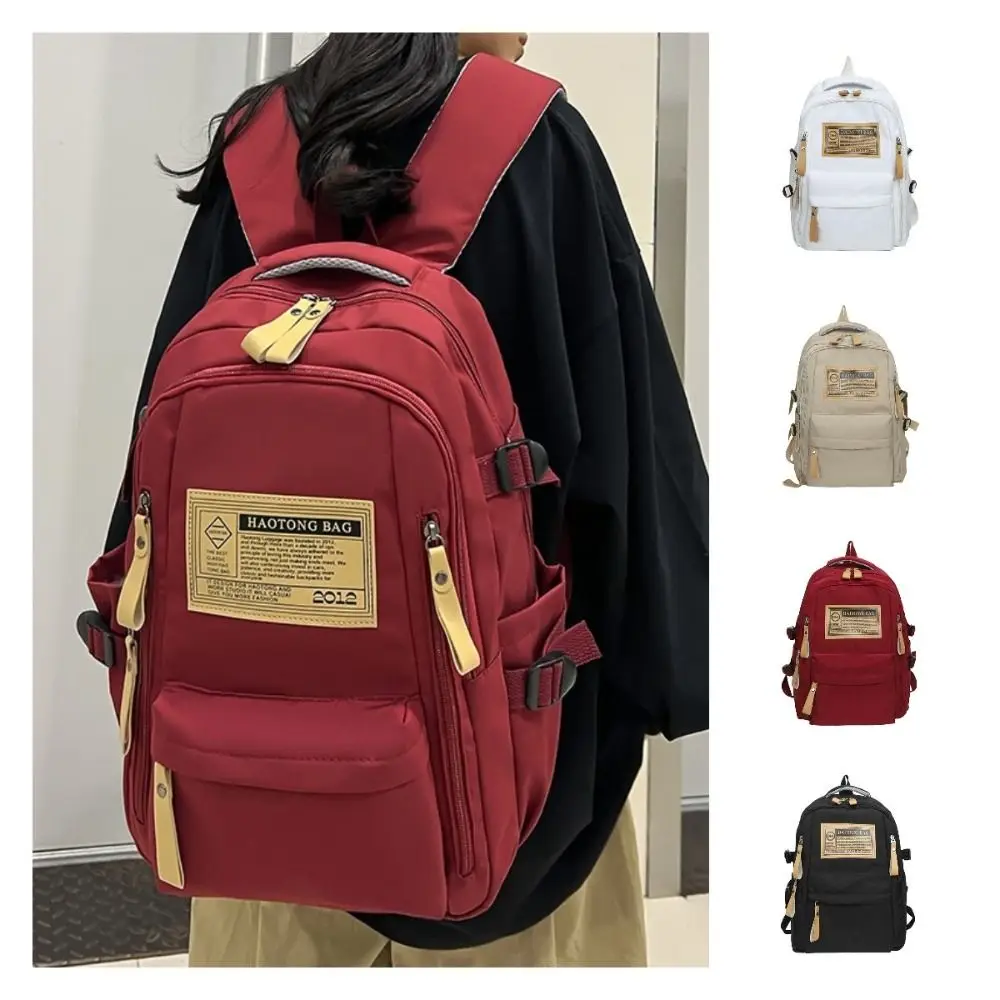 High Quality Fashion Students Backpack Vintage Oxford School Bag Leisure Multi Pocket Shoulder Bag Textbook