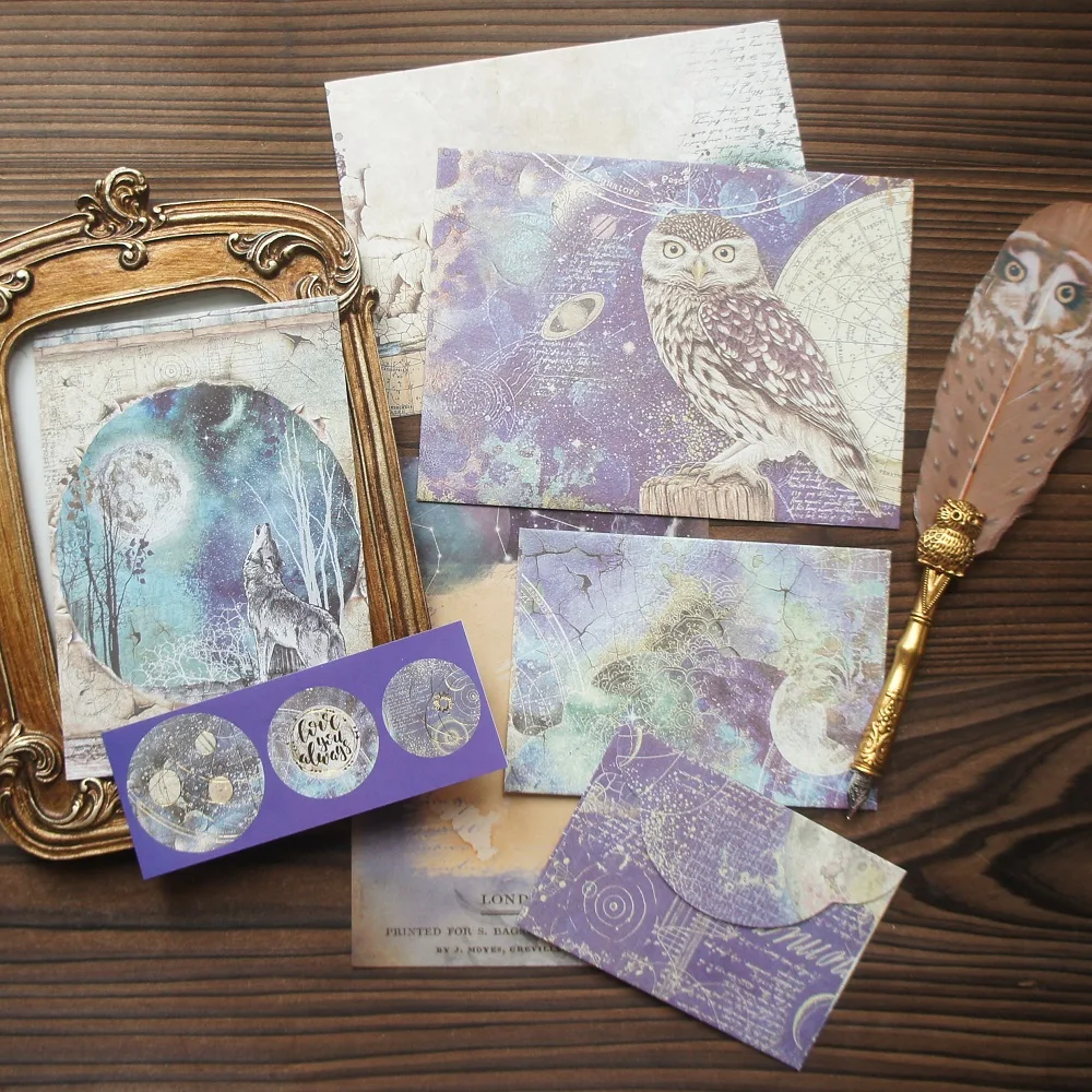 

3set Retro Natural Myths and Legends Design Paper Envelop Sticker Creative Craft Paper Background Scrapbooking DIY Use