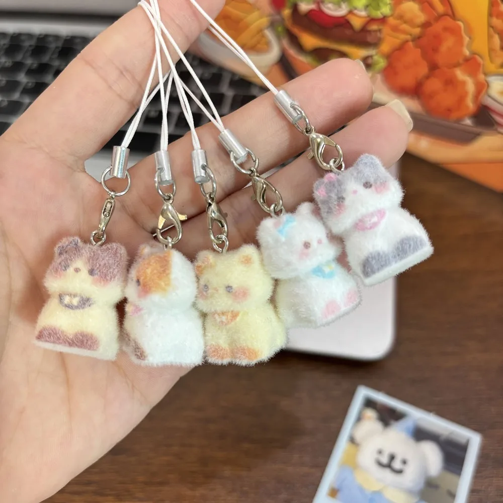 Reunindo animal gato pingente bonito chaveiro saco fone de ouvido carro chaveiros decoração acessórios telefone corrente cordão