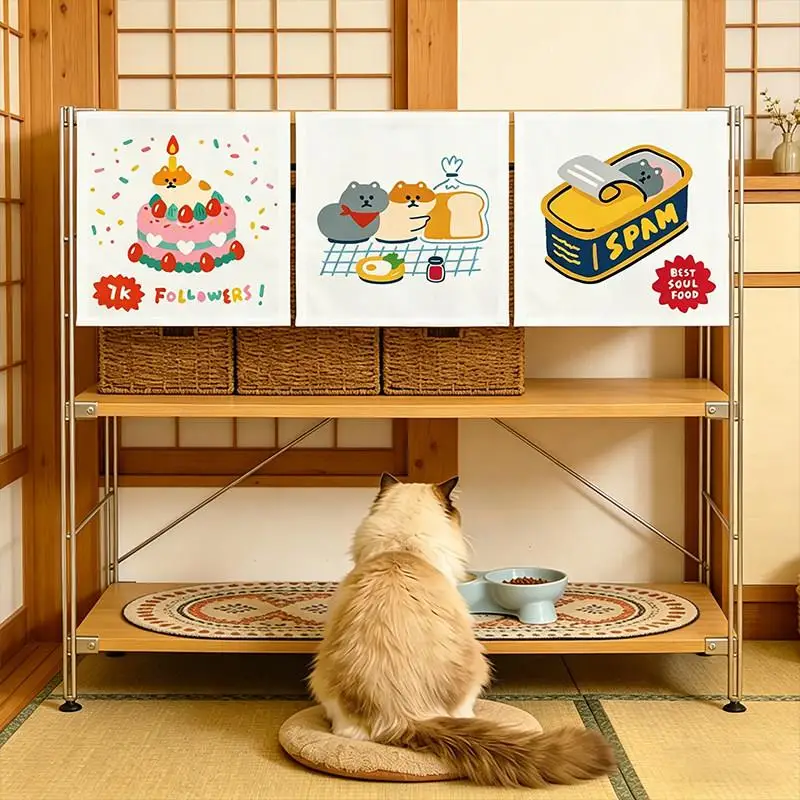 VIKAMA Pet Door Curtain Cat Cage Privacy Divider Dust Proof Hanging Cover for Dog Cat House