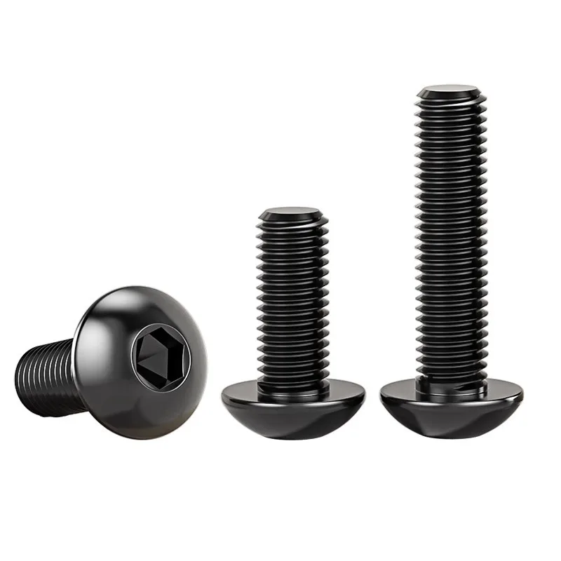 M2 M2.5 M3 M4 M5 M6 DIN7380 Round Black 12.9 Grade Hex Screws Hexagon Screw Cap Socket Button Head Allen Furniture Bolt