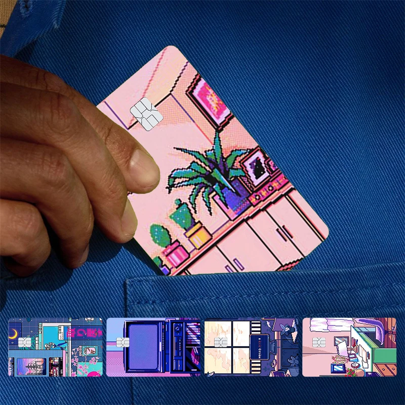PIXEL AESTHETIC ART GEEK Cover Skin Sticker For Credit Card Bank Debit Bus Card Front Side