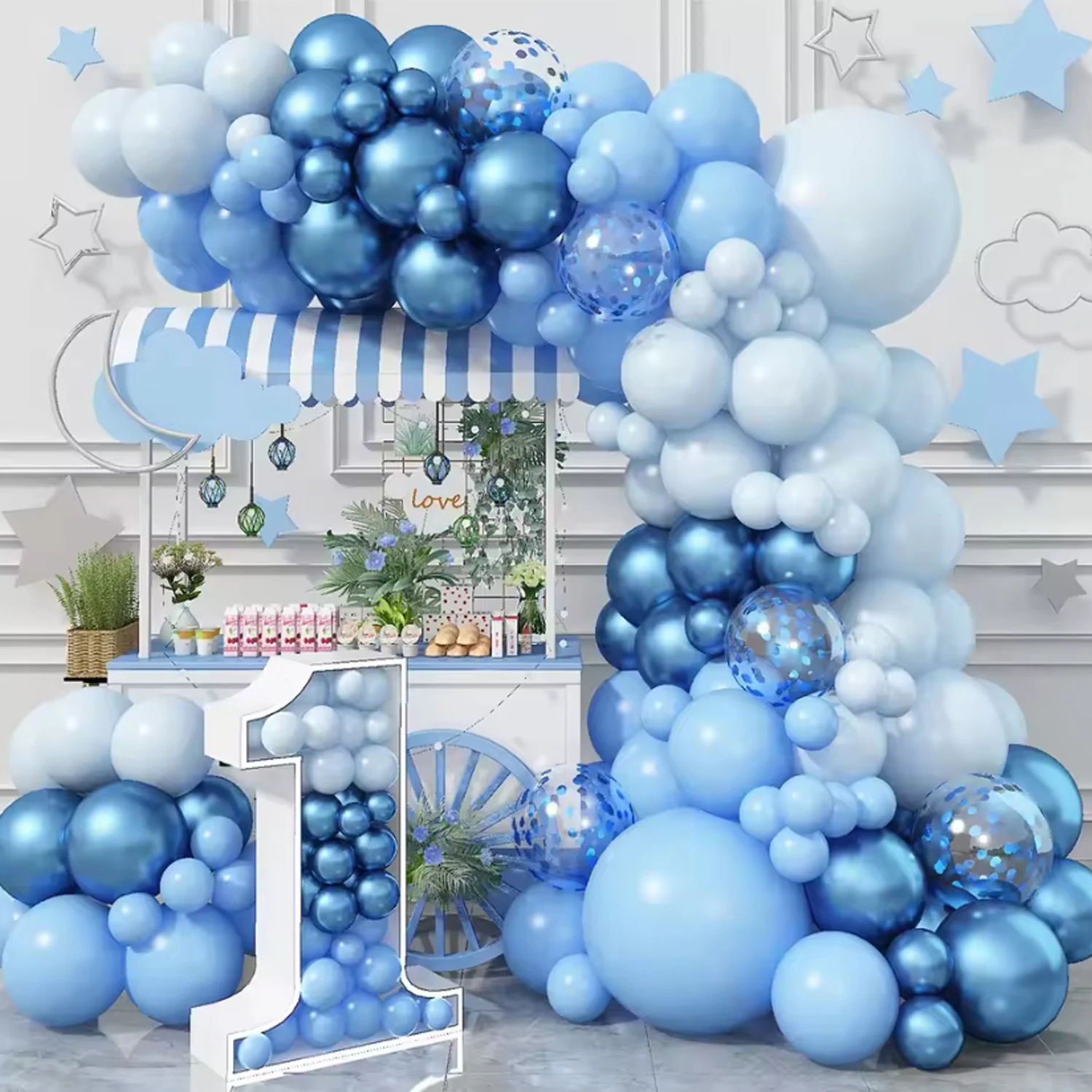 Blaue Ballon-Girlande Bogen-Set Macaron Hellblaue Ballons für Hochzeit, Babyparty, Ozean-Geburtstagsfeier Dekoration