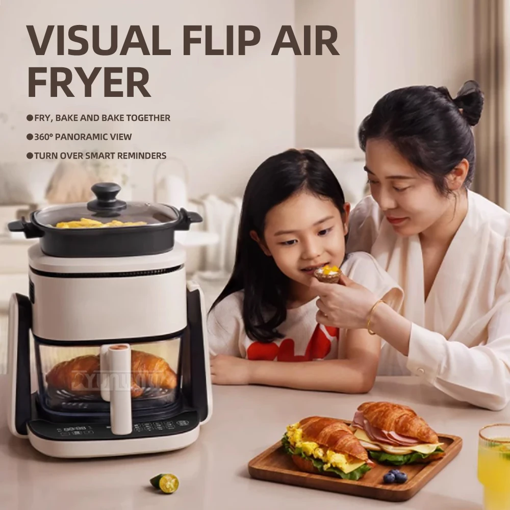 مقلاة عميقة متعددة الوظائف للخبز والطباخ المغلي الذكي مقلاة هوائية بصرية كهربائية قابلة للطي ذات سعة كبيرة للأجهزة المنزلية