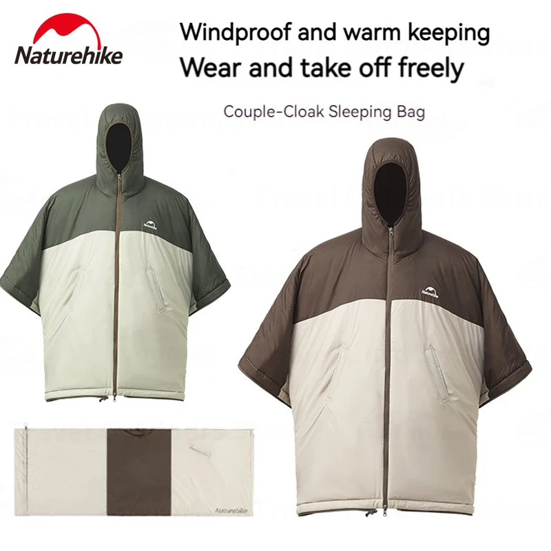 

Naturehike Camping Cape Sleeping Bag Adult Winter Outdoor Warmth Multifunctional Cardigan Hooded Cloak Quilt Blanket Waterproof