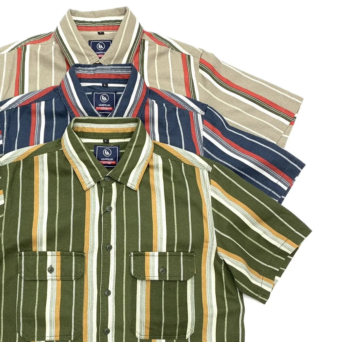 

2026 Summer New Japanese Retro Short-Sleeve Turn-down Collar Striped Shirt Men's 100% Cotton Fashion Washed Loose Casual Blouses