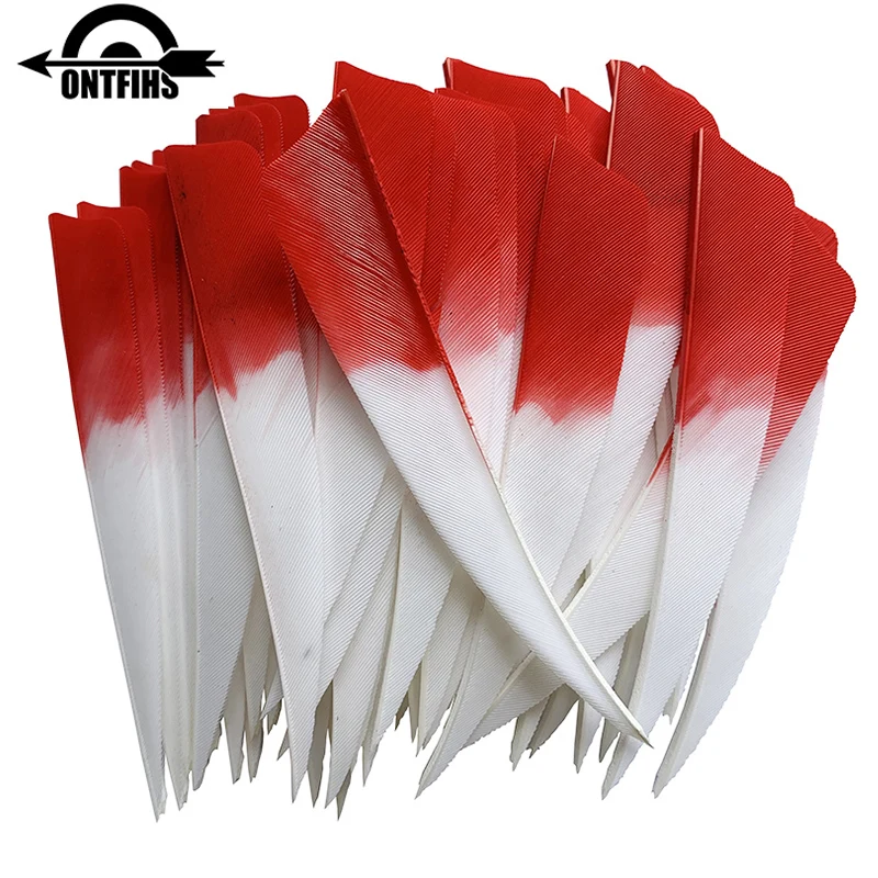 50 Pcs 4Inch Vanes Natural Turkey Feather Shield Cut Fletches Arrows Parts Archery DIY Accessories